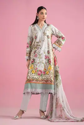 3 Pcs Women's Unstitched Printed Suit