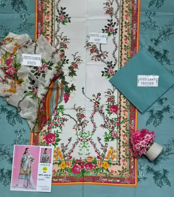 3 Pcs Women's Unstitched Printed Suit thumbnail 3