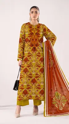 3 Pcs Women's Unstitched Printed Suit