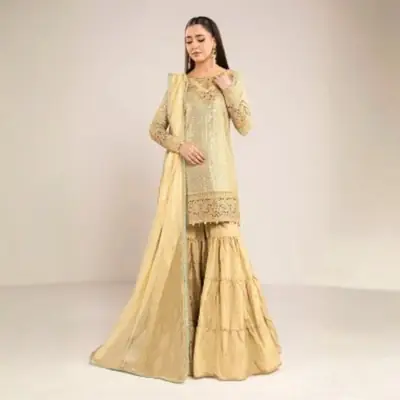 3 Pcs Women's Unstitched Plain Suit