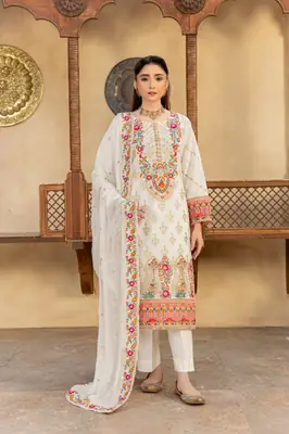 3 Pcs Women's Unstitched Plain Suit
