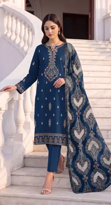 3 Pcs Women's Unstitched Plain Suit