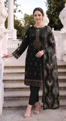 3 Pcs Women's Unstitched Plain Suit