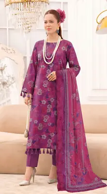 3 Pcs Women's Unstitched Printed Suit