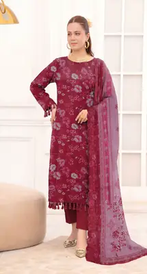 3 Pcs Women's Unstitched Printed Suit