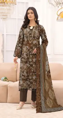 3 Pcs Women's Unstitched Printed Suit
