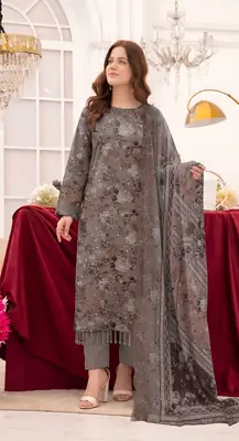 3 Pcs Women's Unstitched Printed Suit