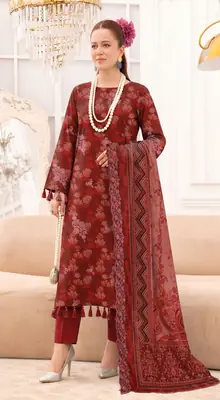 3 Pcs Women's Unstitched Printed Suit