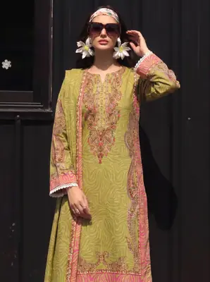 3 Pcs Women's Unstitched Printed Suit