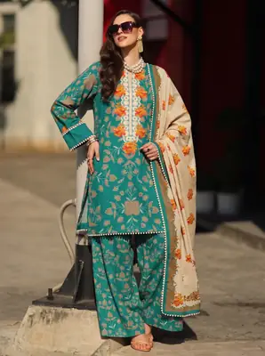 3 Pcs Women's Unstitched Printed Suit