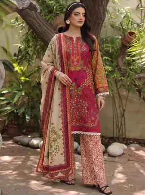 3 Pcs Women's Unstitched Printed Suit
