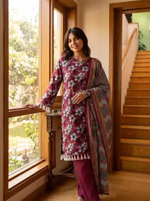 3 Pcs Women's Unstitched Printed Suit