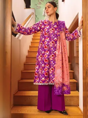 3 Pcs Women's Unstitched Printed Suit