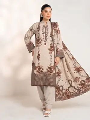 3 Pcs Women's Unstitched Printed Suit