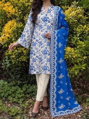 3 Pcs Women's Unstitched Printed Suit