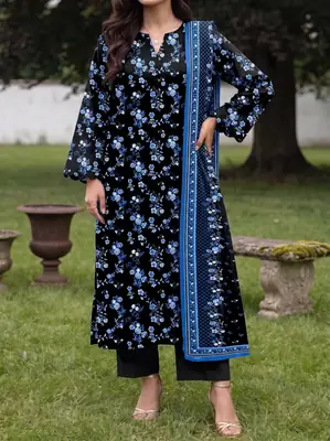 3 Pcs Women's Unstitched Printed Suit
