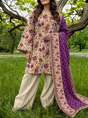 3 Pcs Women's Unstitched Printed Suit