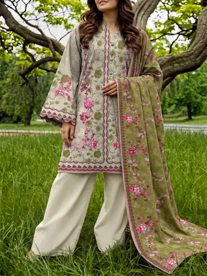 3 Pcs Women's Unstitched Printed Suit