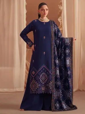 3 Pcs Women's Unstitched Plain Suit