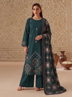 3 Pcs Women's Unstitched Plain Suit