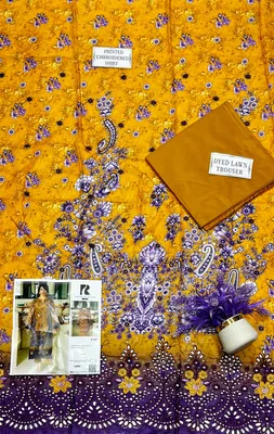 2 Pcs Women's Unstitched Embroidered Suit thumbnail 3