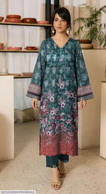 2 Pcs Women's Unstitched Embroidered Suit Shirt Fabric