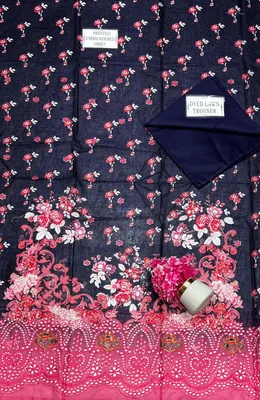 Women's Embroidered Lawn Suit Blue Bakra Eid Party Wear thumbnail 4