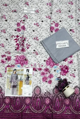 Women's Grey Embroidered Lawn 2-Piece Suit for Bakra Eid thumbnail 3