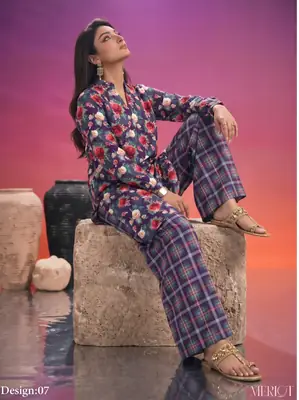 2 Pcs Women's Unstitched Printed Suit