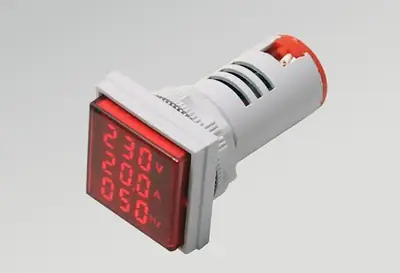 Digital 3 in 1 AC Ammeter, Voltmeter, Hz 22mm  Indicator
