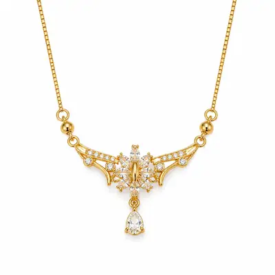 Butterfly Design Rose Gold Plated Artificial Stones Necklace
