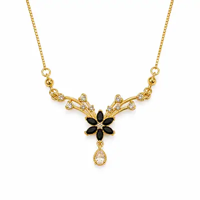 Butterfly Design 1 Carat Gold Plated Crystal Necklace