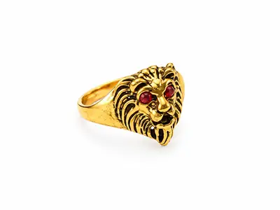 Opal Cat Acrylic Plated Artificial Stones Men's Ring
