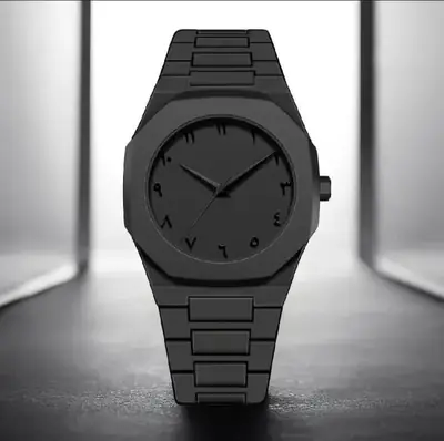 Men's Carbon Fiber Black Arabic Aura Watch thumbnail 2