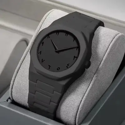 Men's Carbon Fiber Black Arabic Aura Watch thumbnail 6