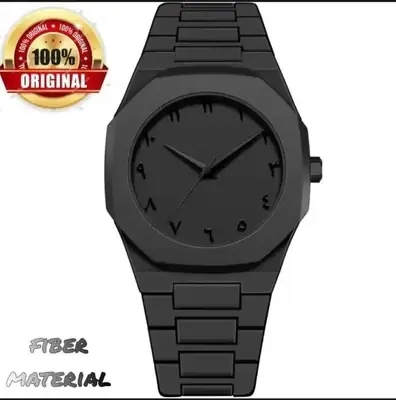 Men's Carbon Fiber Black Arabic Aura Watch thumbnail 7