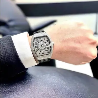 Diamond Stone Men's Luxury Fashion Watch, (Working Date & Premium Textured Strap) thumbnail 6