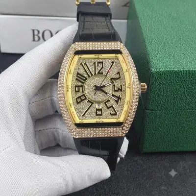 Diamond Stone Men's Luxury Fashion Watch, (Working Date & Premium Textured Strap) thumbnail 3