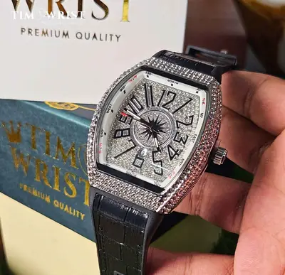 Diamond Stone Men's Luxury Fashion Watch, (Working Date & Premium Textured Strap) thumbnail 8