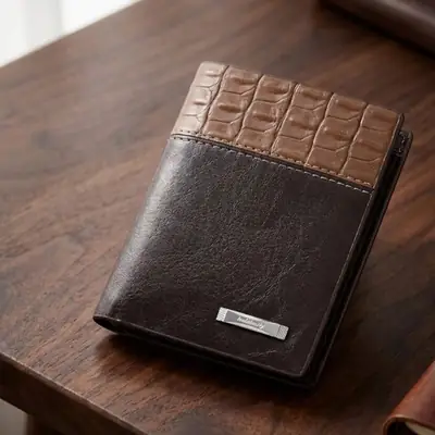 Men's Double Fold Crocodile Design Wallet  thumbnail 5