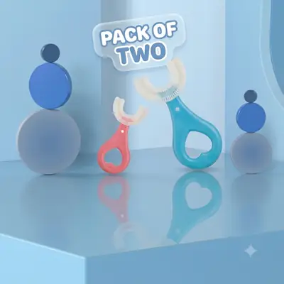 U-Shaped Silicone Kids Toothbrush for Deep Cleaning 2-12 Years (Pack Of Two) thumbnail 3