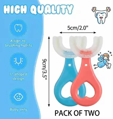 U-Shaped Silicone Kids Toothbrush for Deep Cleaning 2-12 Years (Pack Of Two) thumbnail 4