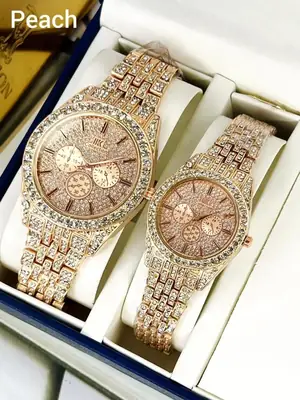 Stainless Steel Diamond Stone Couple Watches  thumbnail 3