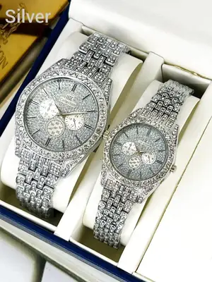 Stainless Steel Diamond Stone Couple Watches  thumbnail 4