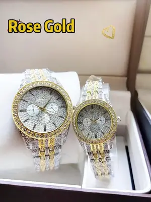 Stainless Steel Diamond Stone Couple Watches  