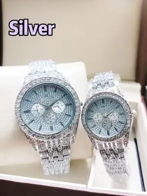 Stainless Steel Diamond Stone Couple Watches   thumbnail 2