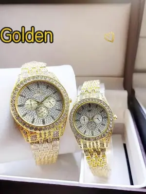 Stainless Steel Diamond Stone Couple Watches   thumbnail 4