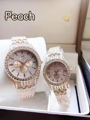 Stainless Steel Diamond Stone Couple Watches   thumbnail 5
