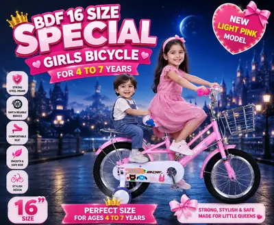 Premium 16 Size Pink Girls Bi-Cycle | Durable 4-8 Years Toy