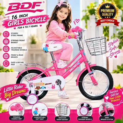 High Quality 16" Pink Bi-Cycle for Girls | Age 4 to 8 Year